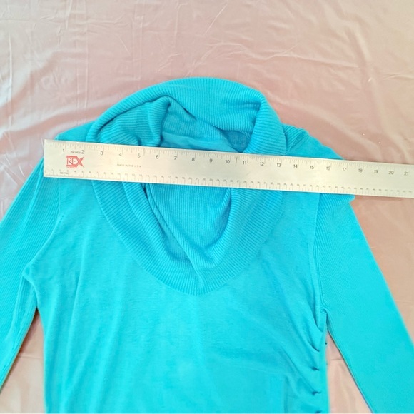 Etcetera by Blue/Green Asymmetrical Cowl Neck Sweater Size M/L - Picture 5 of 7